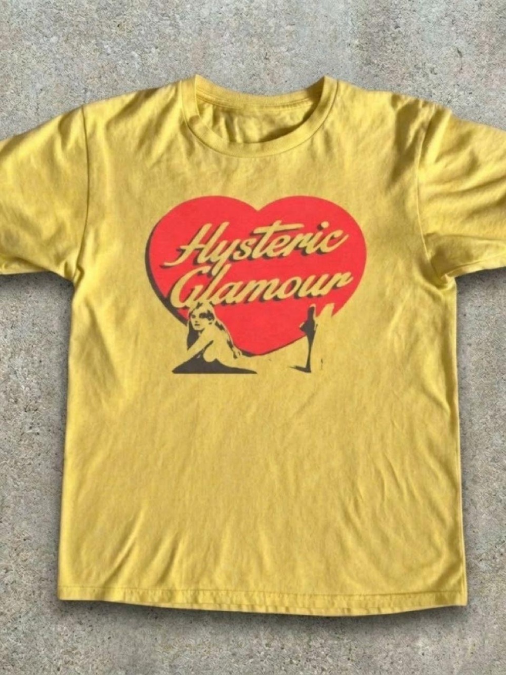Gildan Yellow Short Sleeve Tee with Red Heart Graphic